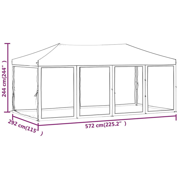 Cort de petrecere pliabil cu pereți laterali Antracit 3x6 m