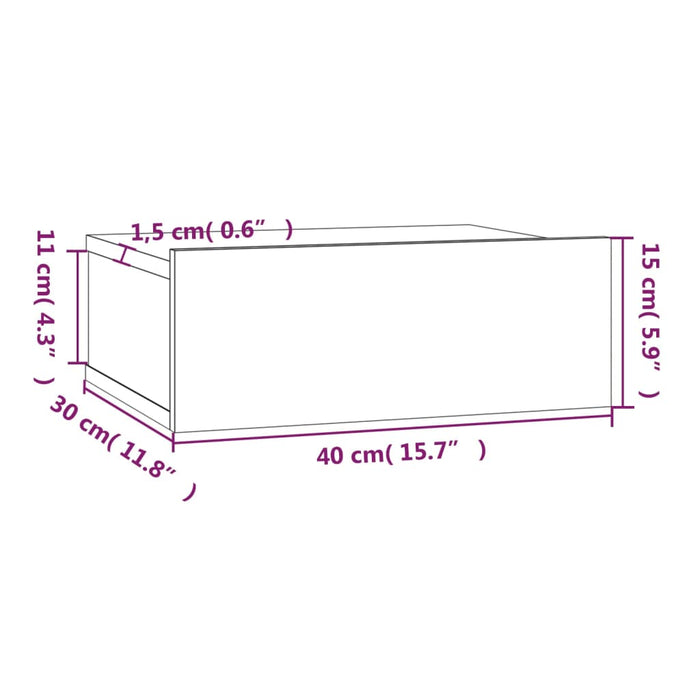 Noptiera plutitoare Stejar afumat 40x30x15 cm Lemn de inginerie