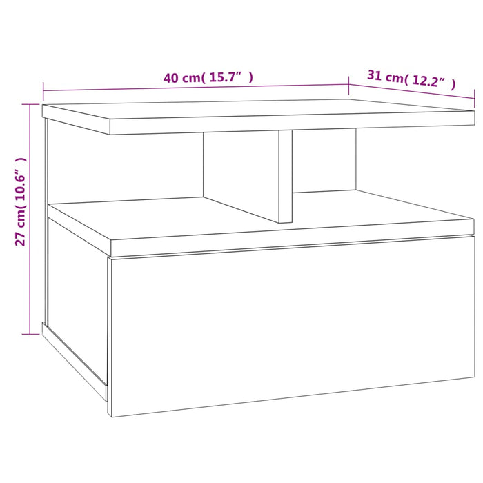 Noptiera plutitoare 2 buc Stejar afumat 40x31x27 cm Lemn derivat