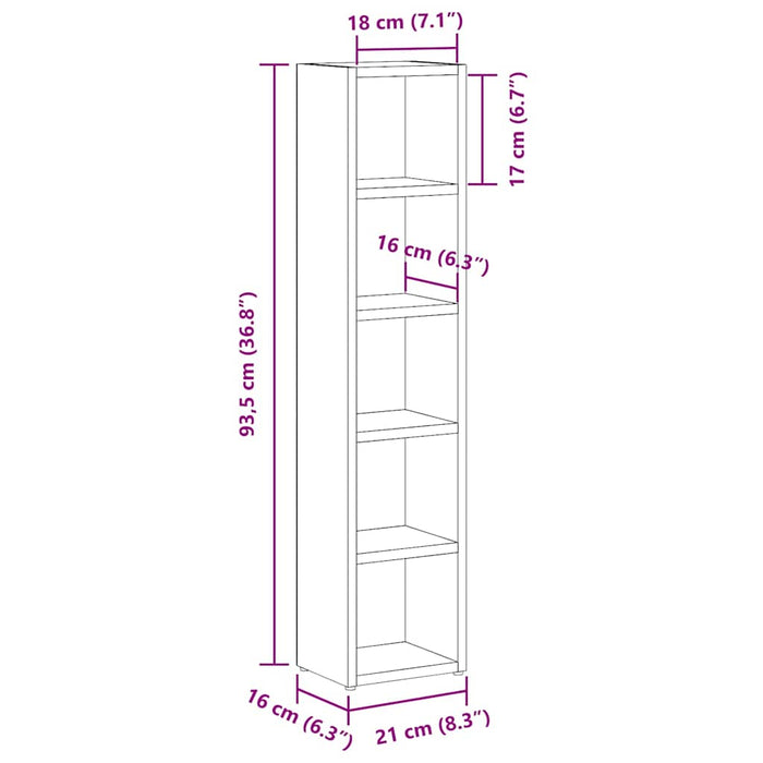 Шкафы для CD 2 шт. Серый Sonoma 21x16x93,5 см Инженерное дерево