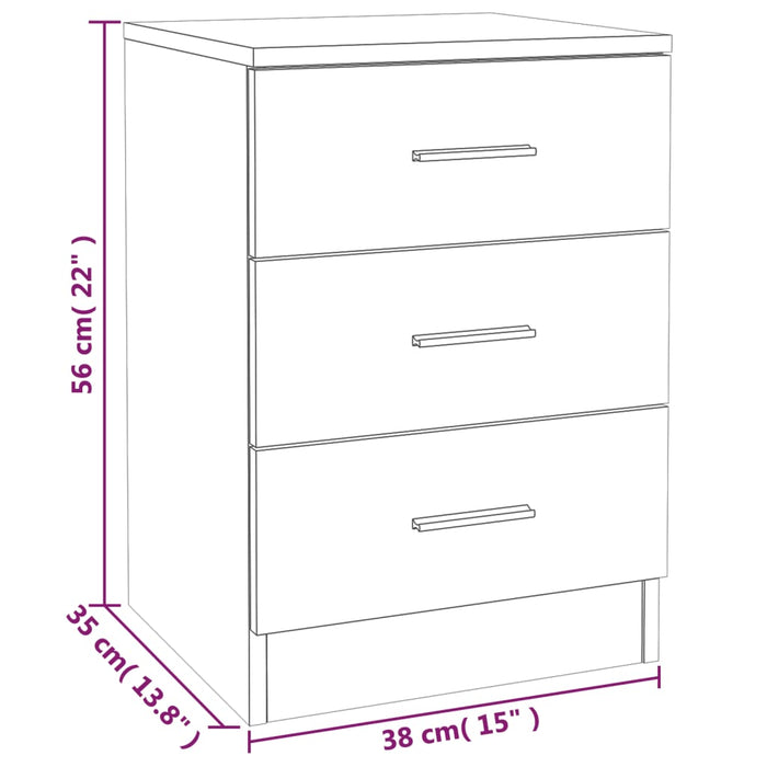 Noptiera Stejar Afumat 38x35x56 cm Lemn Cosinat