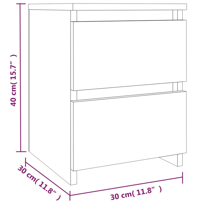 Noptiera Stejar Afumat 30x30x40 cm Lemn Cosinat