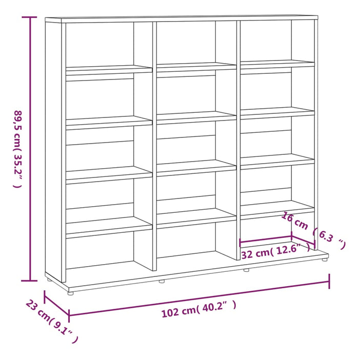 CD Cabinet Brown Oak 102x23x89.5 cm Engineered Wood