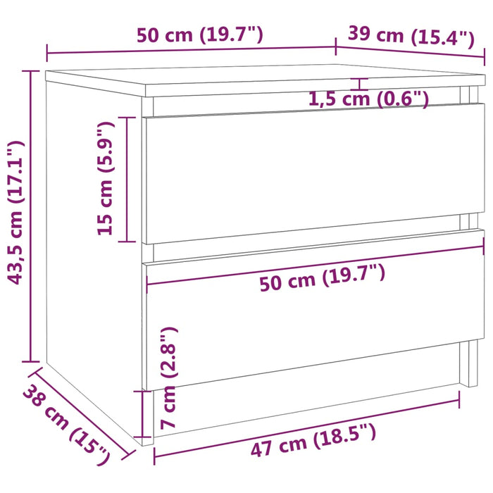 Dulap Pat Stejar Afumat 50x39x43,5 cm Lemn Cosinat