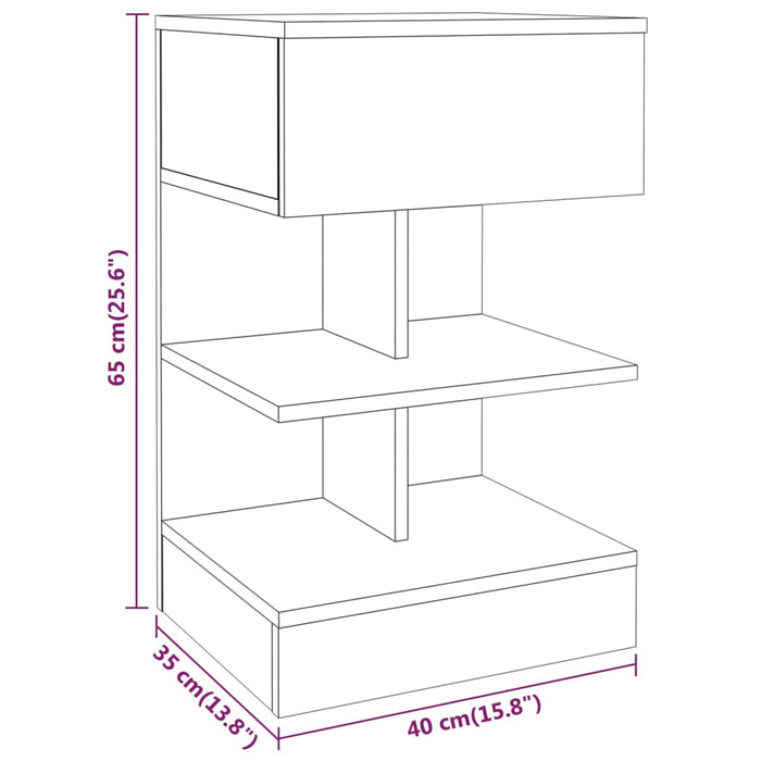 Нощно шкафче опушен дъб 40x35x65 см инженерно дърво