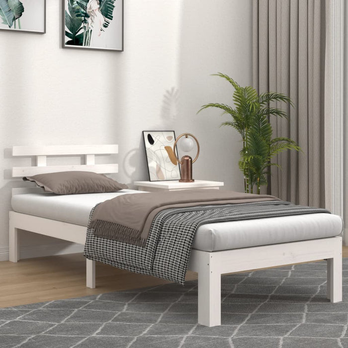 Bed Frame without Mattress White 75x190cm Small Single