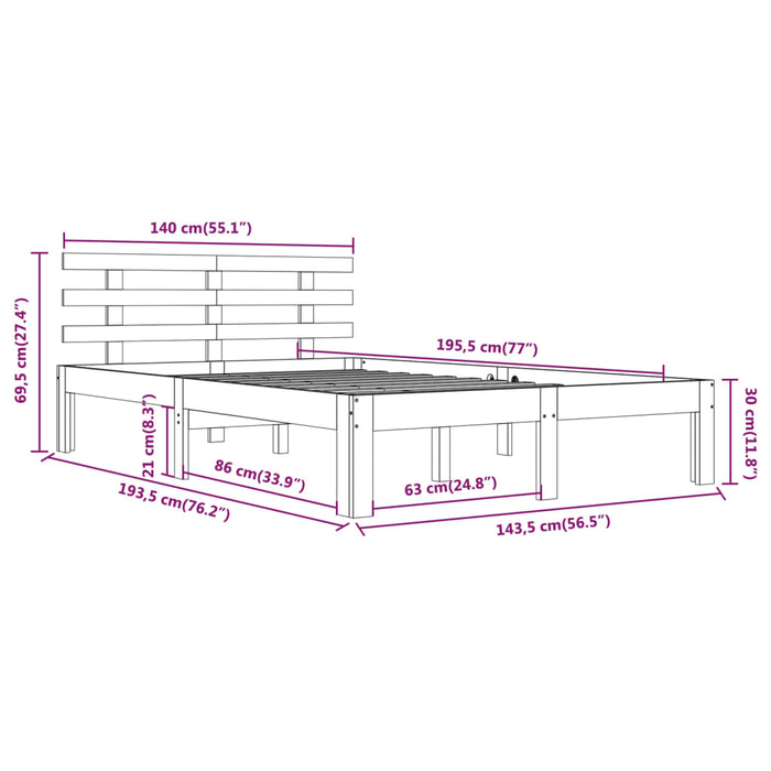 Bed Frame without Mattress White 140x190cm