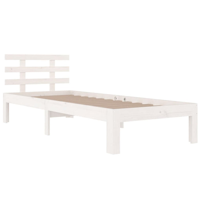 Bed Frame without Mattress White Solid Wood 90x200 cm