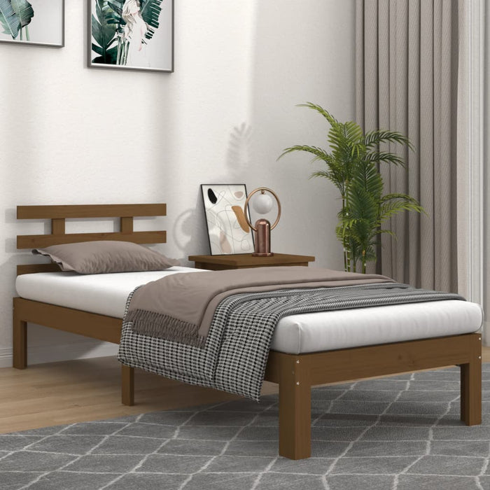 Bed Frame without Mattress Honey Brown Solid Wood 100x200 cm