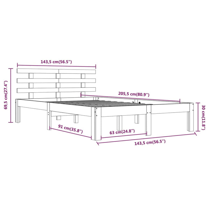 Bed Frame without Mattress Solid Wood 140x200 cm