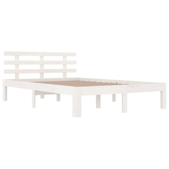 Bed Frame without Mattress White Solid Wood 140x200 cm