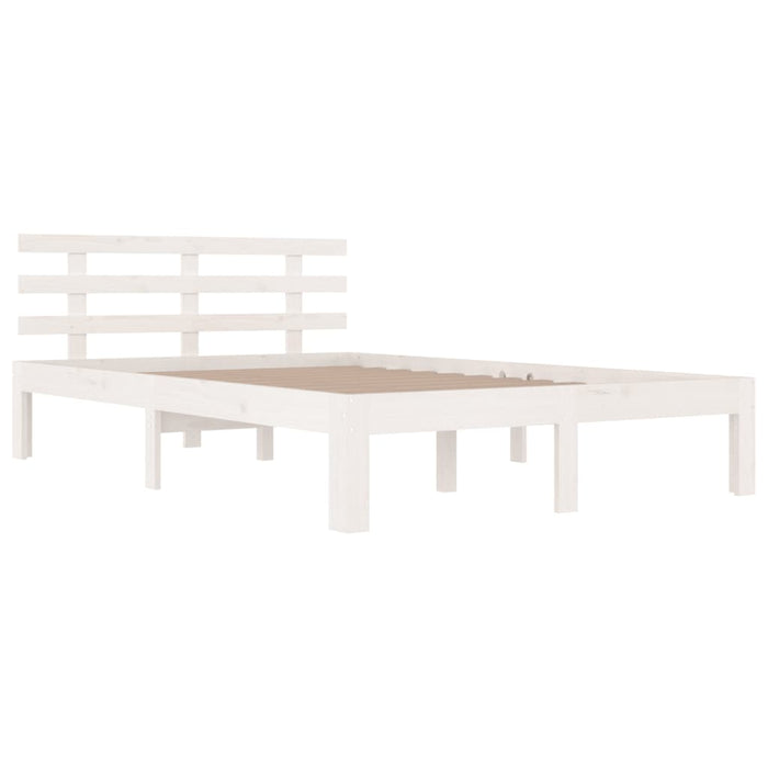 Bed Frame without Mattress White Solid Wood 150x200 cm King Size King Size