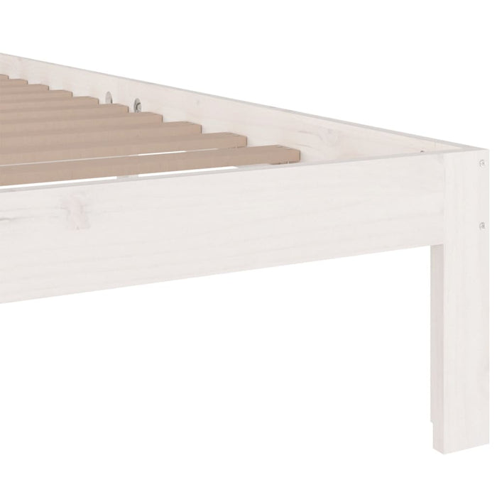 Bed Frame without Mattress White Solid Wood 150x200 cm King Size King Size