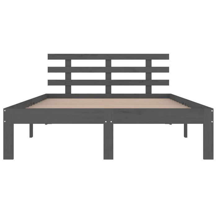 Bed Frame without Mattress Grey Solid Wood 150x200 cm King Size King Size