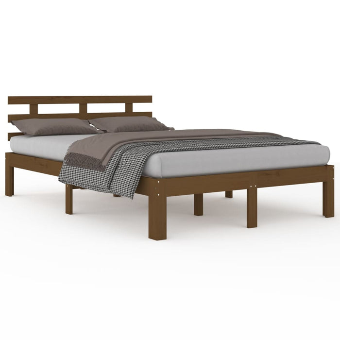 Bed Frame without Mattress Honey Brown Solid Wood 150x200 cm King Size