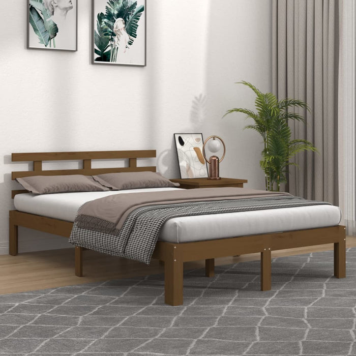 Bed Frame without Mattress Honey Brown Solid Wood 150x200 cm King Size