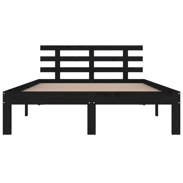 Bed Frame without Mattress Black Solid Wood 150x200 cm King Size King Size