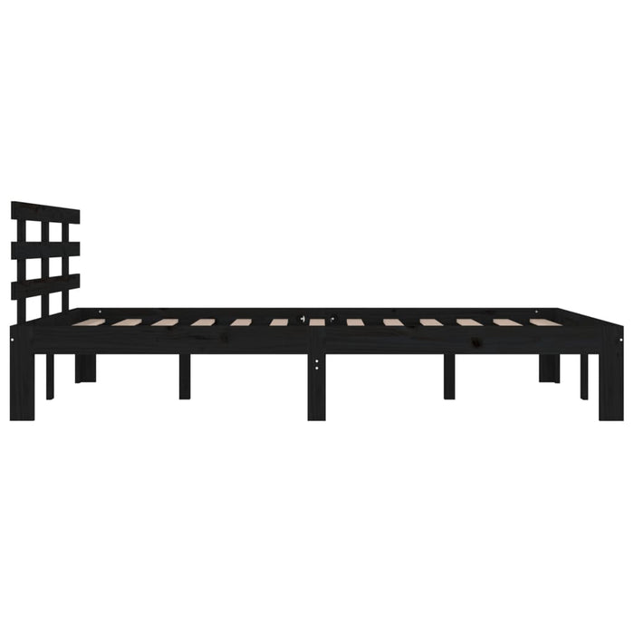 Bed Frame without Mattress Black Solid Wood 150x200 cm King Size King Size