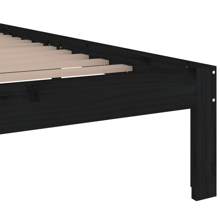 Bed Frame without Mattress Black Solid Wood 150x200 cm King Size King Size