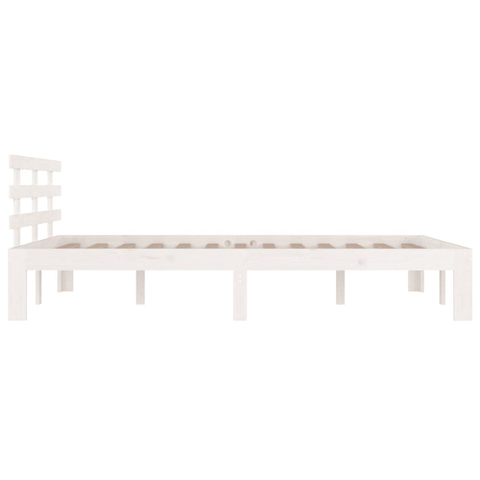 Bed Frame without Mattress White Solid Wood 180x200 cm Super King