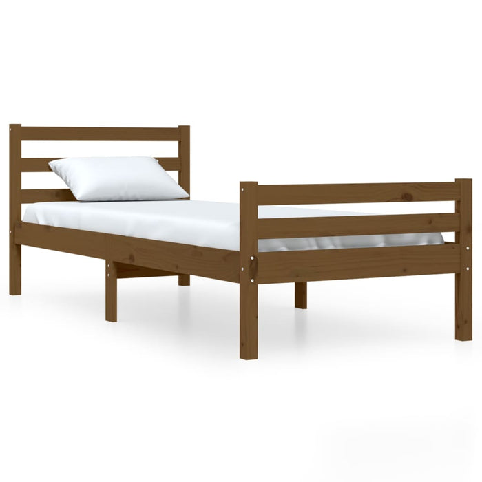 Bed Frame without Mattress Honey Brown Solid Wood 75x190 cm Small Single