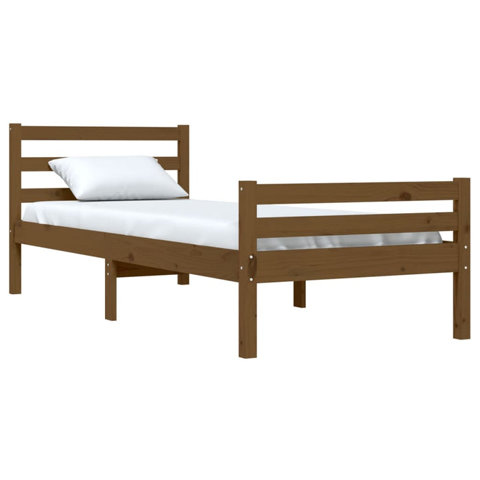 Bed Frame without Mattress Honey Brown Solid Wood 75x190 cm Small Single