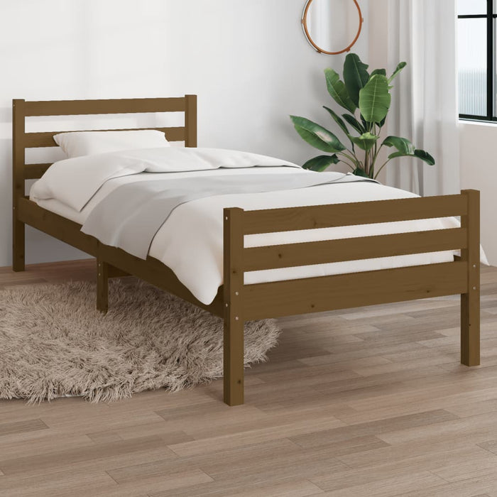 Bed Frame without Mattress Honey Brown Solid Wood 75x190 cm Small Single