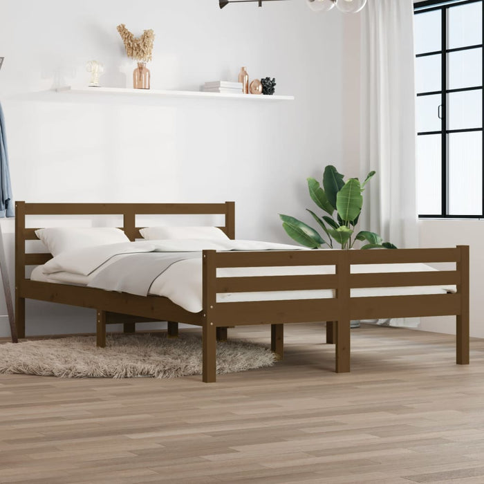 Bed Frame without Mattress Honey Brown Solid Wood 120x190 cm Small Double