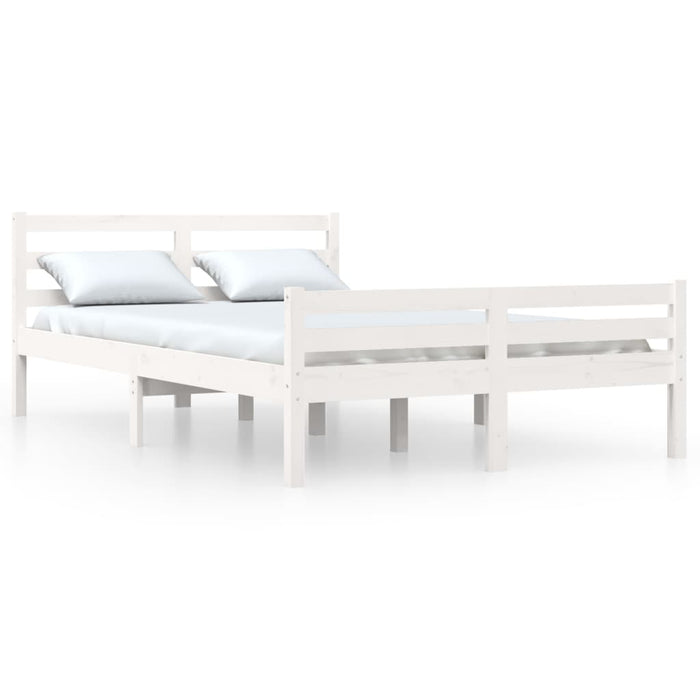 Bed Frame without Mattress White Solid Wood 135x190 cm Double Double