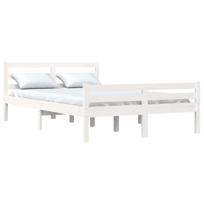 Bed Frame without Mattress White Solid Wood 135x190 cm Double Double