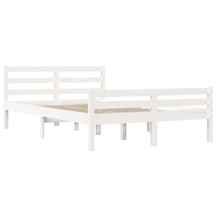 Bed Frame without Mattress White Solid Wood 135x190 cm Double Double