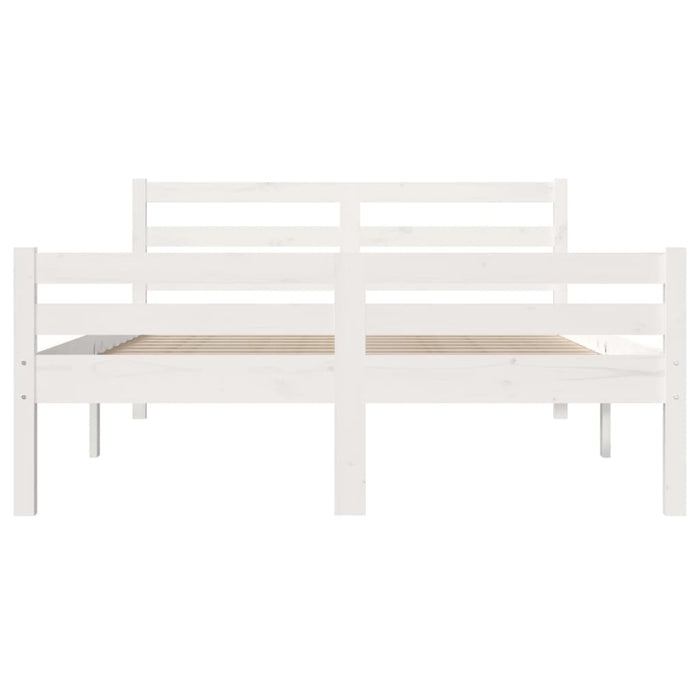 Bed Frame without Mattress White Solid Wood 135x190 cm Double Double