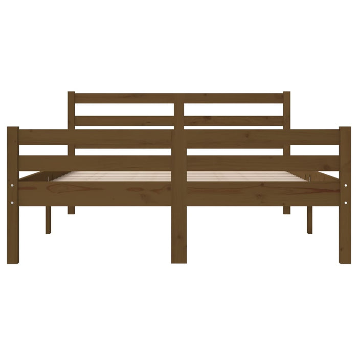 Bed Frame without Mattress Honey Brown Solid Wood 135x190 cm Double