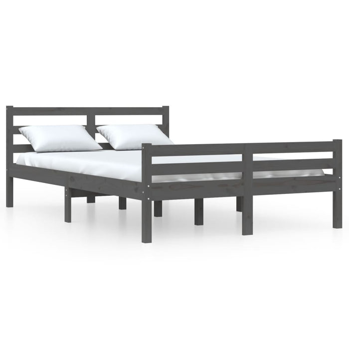 Bed Frame without Mattress Grey Solid Wood 140x190 cm