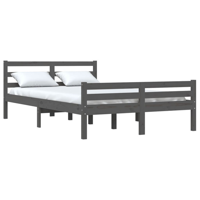 Bed Frame without Mattress Grey Solid Wood 140x190 cm