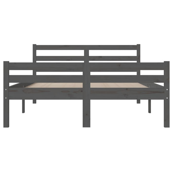 Bed Frame without Mattress Grey Solid Wood 140x190 cm