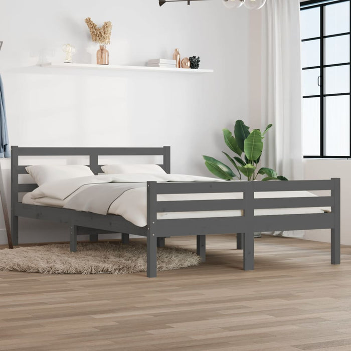 Bed Frame without Mattress Grey Solid Wood 140x190 cm