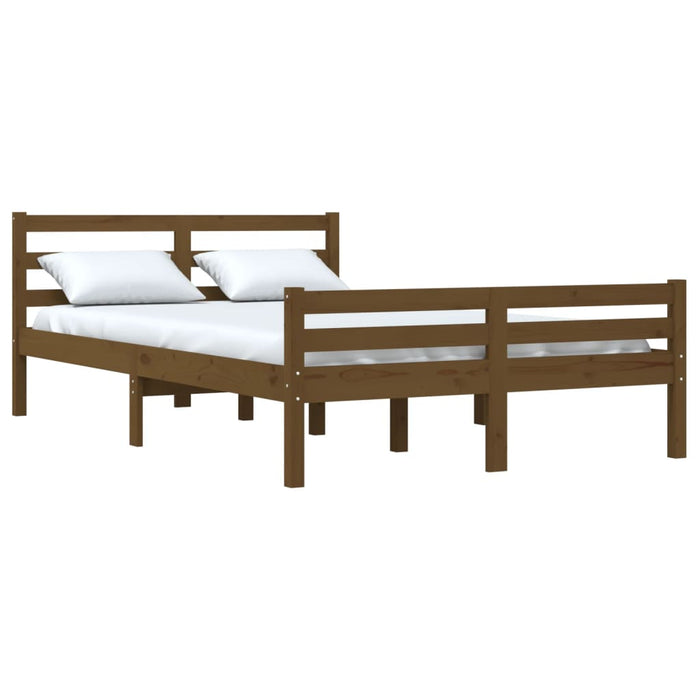 Bed Frame without Mattress Honey Brown Solid Wood 140x190 cm