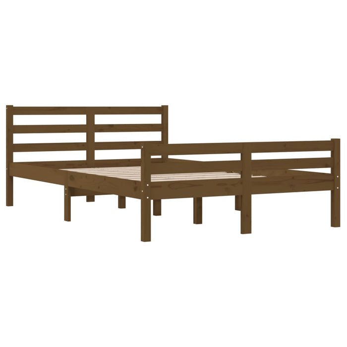 Bed Frame without Mattress Honey Brown Solid Wood 140x190 cm