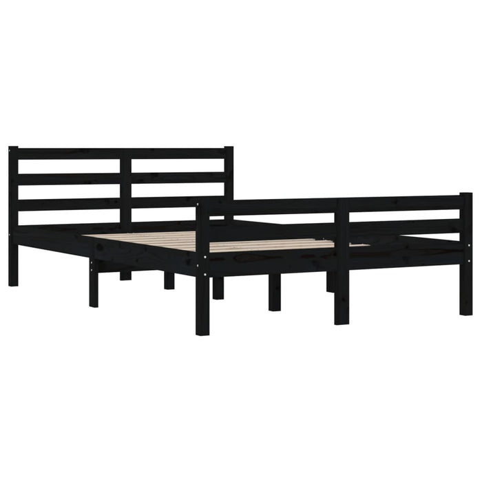 Bed Frame without Mattress Black Solid Wood 140x190 cm