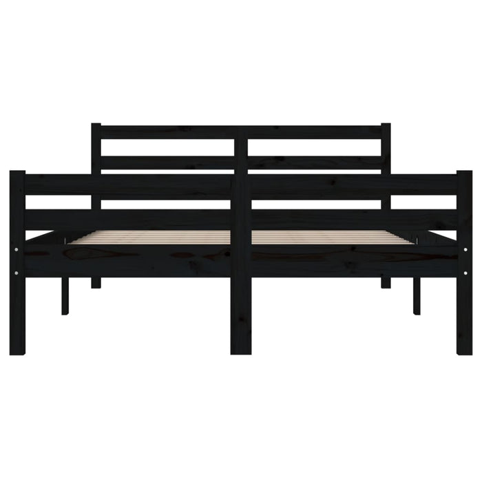 Bed Frame without Mattress Black Solid Wood 140x190 cm