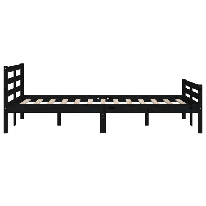 Bed Frame without Mattress Black Solid Wood 140x190 cm