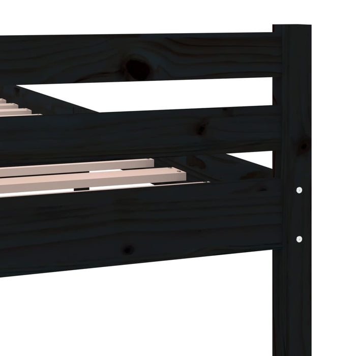 Bed Frame without Mattress Black Solid Wood 140x190 cm