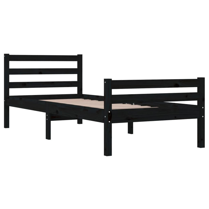 Bed Frame without Mattress Black Solid Wood 90x200 cm