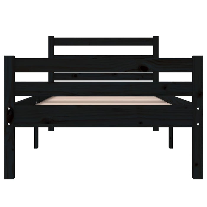 Bed Frame without Mattress Black Solid Wood 90x200 cm