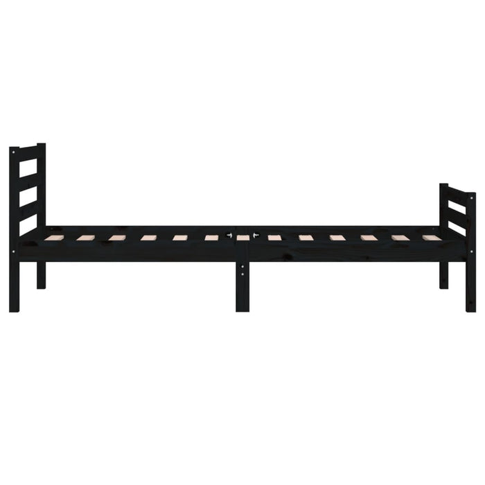 Bed Frame without Mattress Black Solid Wood 90x200 cm