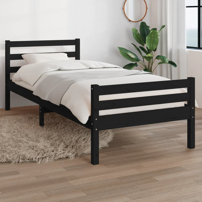 Bed Frame without Mattress Black Solid Wood 90x200 cm