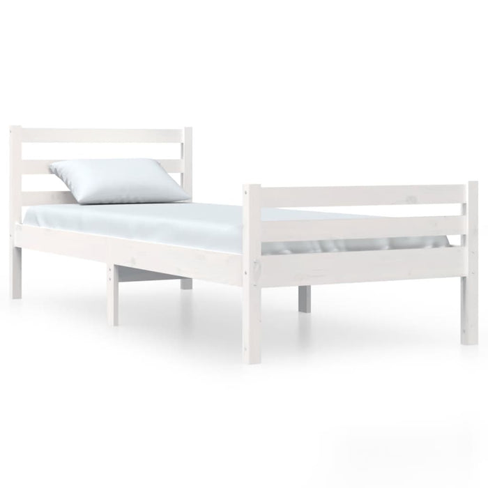 Bed Frame without Mattress White Solid Wood 100x200 cm