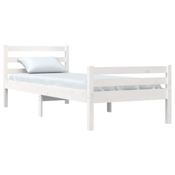 Bed Frame without Mattress White Solid Wood 100x200 cm