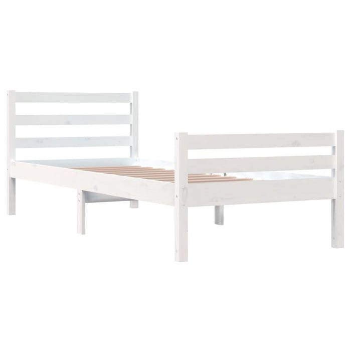 Bed Frame without Mattress White Solid Wood 100x200 cm